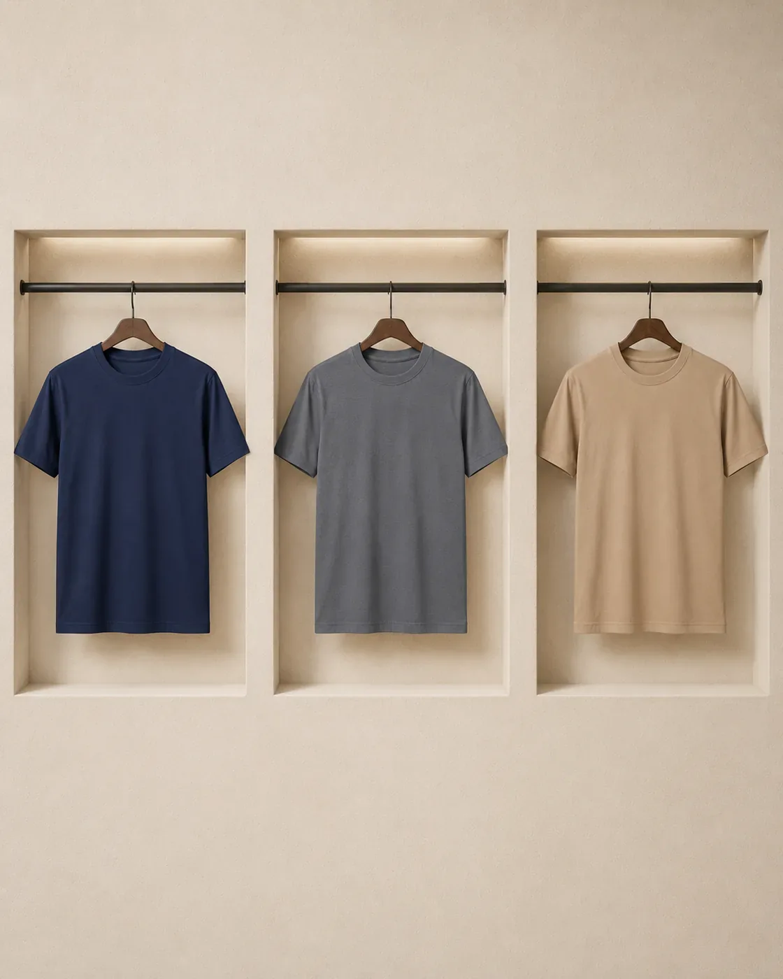 Combo of 3 — Navy Blue + Light Grey + Beige
