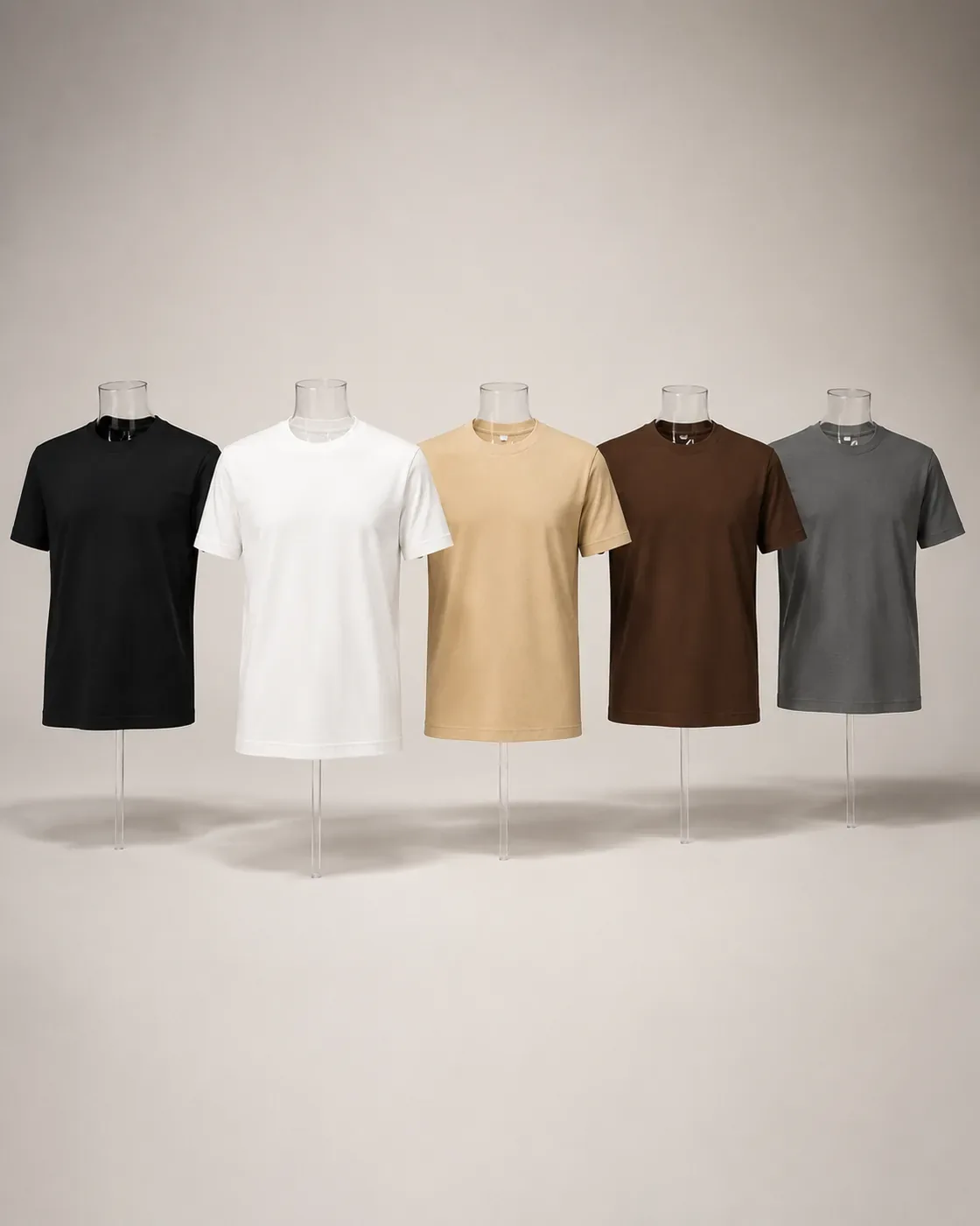 Combo of 5 — Black + White + Coffee Brown + Light Grey + Skin