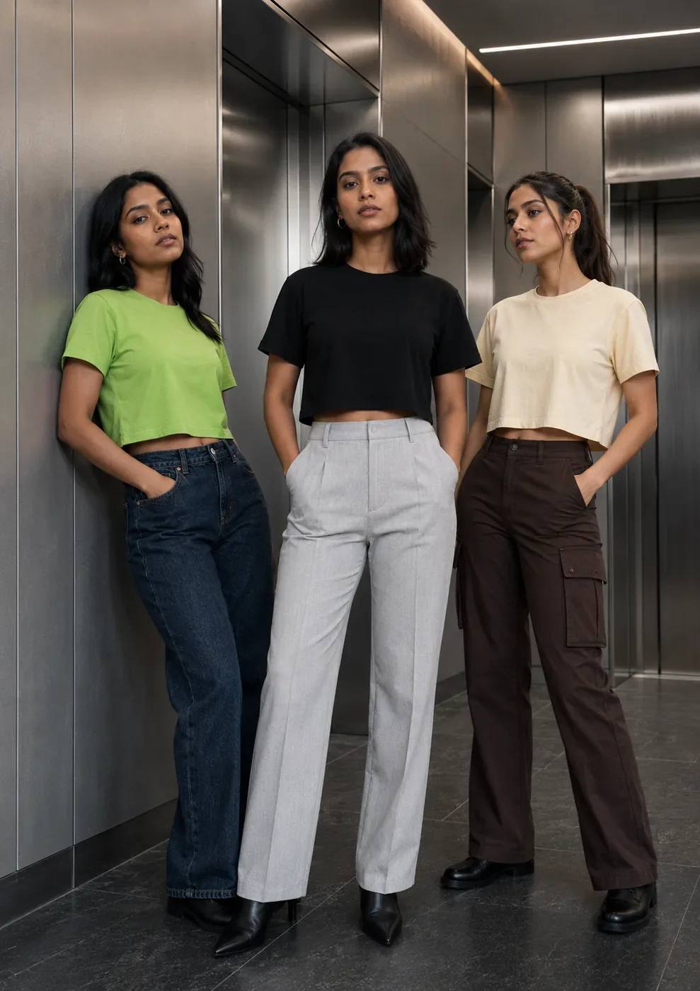 Crop Top Combo — Pista + Sandal + Black photoshoot image